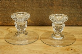 Vintage Fostoria AMERICAN Clear Pattern Elegant Glass 3&quot; Candleholders 2... - £23.15 GBP