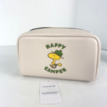 New Coach Peanuts Snoopy Cosmetic Bag Disney Happy Camper Zip C4249 Chalk  M6 - $80.18