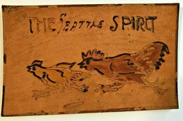 THE SEATTLE WASHINGTON SPIRIT~CHICKEN CHASES chicken~1900s LEATHER POSTCARD - £6.55 GBP