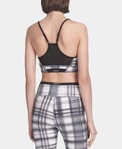 DKNY Womens Activewear Eclipse Plaid Sports Bra, Small, Carbon Combo - $50.31