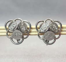 Vintage Sarah Coventry Young &amp; Gay Floral Embossed Clip-on Earrings Silver-tone - £13.99 GBP