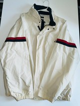 Vintage Nautica Sailing Jacket Men XL White Cotton Blend Full Zip Long S... - £27.25 GBP