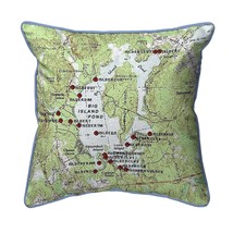 Betsy Drake Big Island Pond, NH Nautical Map Small Corded Indoor Outdoor Pillow - £39.46 GBP