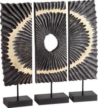 Sculpture Cyan Design Abstract Ruffle Black Iron Wood - £360.75 GBP