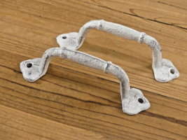 2 Pcs Handles Drawer Pulls Cast Iron Cabinet Handle Distressed White Charcuterie - £11.14 GBP