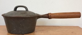 Vtg Country House Krischer Cast Iron Sauce Bean Pot w Lid Wood Handle 6.25&quot; - £47.95 GBP