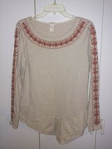 SUNDANCE LADIES LS EMBROIDERED 100% COTTON PULLOVER THIN/COMFY TOP-L-NWOT - £17.92 GBP