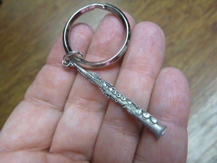 (M-201-F) SOPRANO Sax Saxophone pewter KEYCHAIN key ring JEWELRY Selmer ... - $21.41