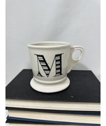 Anthropologie Monogram Initial Letter M Mug White Black Barber Coffee Te... - $284.35 MXN