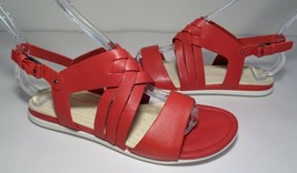 Ecco Size 6 to 6.5 Eur 37 TOUCH BRAIDED Red Leather Sandals New Women&#39;s Shoes - £99.74 GBP