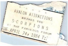 Scorpions Ticket Stub Avril 24 1984 The Forum Inglewood California - £44.87 GBP