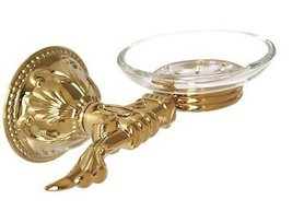 Gold clour bathroom brass and glass soap holder soap dishes  With flowers  - £35.51 GBP