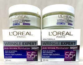 L&#39;oreal Wrinkle Expert Moisturizer Night Cream 55+ 1.7 Oz 2 Pack - £11.26 GBP