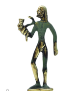 Statue Deity Asklepios with Snake C with brass  13cm  x  6cm - £36.41 GBP