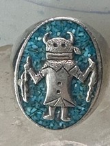 Heavy Navajo mudman Kachina ring turquoise size 10 sterling silver women... - $245.52