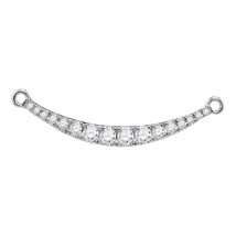10kt White Gold Womens Round Diamond Curved Bar Pendant Necklace 1/2 Cttw - £510.34 GBP