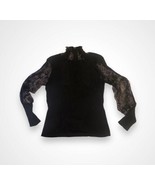 Yuka XL Goth Whimsigoth Fairy Grunge  Sweater Top Mesh Floral Sleeves - £20.93 GBP