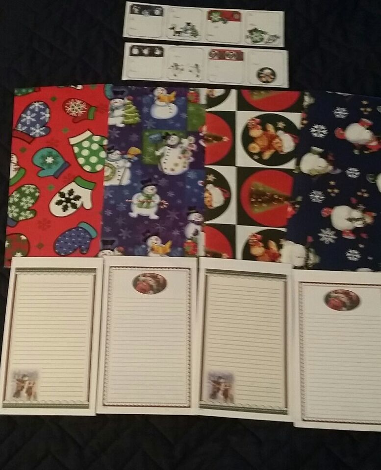⛄ CHRISTMAS GIFT WRAP SET》Shriners&#39; Hospitals for Children》Mittens/Snowmen - $6.57