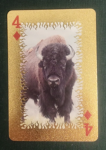 Animal-Themed Golden Foil PVC Mini Playing Card Buffalo 4 Diamonds - $1.84