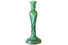 c1910 Austrian Iridescent Art Glass Twist Stem candlestick - £116.15 GBP