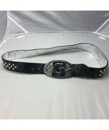 Guess Womens Fashion Belt Black Silver Accent Accessories Studded G  38.5&quot; - £15.61 GBP