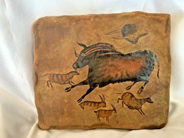 Bradford Exchange The Dawn of Man Running Leaping Bull Stone Tile Wall Plaque - $35.00