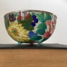 Antique Japanese Nagoya Plique-a-Jour Cloisonne Floral Motif &amp; Silver Bowl -Ando - £1,478.73 GBP