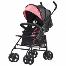 Lightweight Stroller Compact Easy Fold Adjustable Backrest Black/Pink - £82.84 GBP