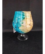 Vidi Glass Naples Candle Holder Home Decorative Blue Brown Goblet Base I... - £10.99 GBP