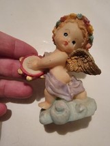 Angel Figure Figurine Cherub Decor Playing Tambourine  - £15.79 GBP