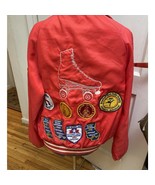 Vtg 80s Red Roller Skate Windbreaker Jacket – Pins Patches Embroidered C... - $84.55