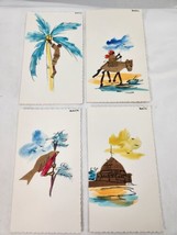 Vintage 4 Postcards HAND-PAINTED ART CARDS -  HAITIAN FOLK ART Really Ni... - $14.84