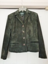 Vintage Lauren Ralph Lauren GREEN Suede Leather Jacket Blazer Women&#39;s Si... - £78.09 GBP