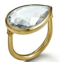 Baccarat Marie Helene De Taillac CLEAR Crystal Pear Ring in 18K GOLD Sz ... - $348.90