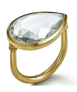 Baccarat Marie Helene De Taillac CLEAR Crystal Pear Ring in 18K GOLD Sz ... - £275.68 GBP