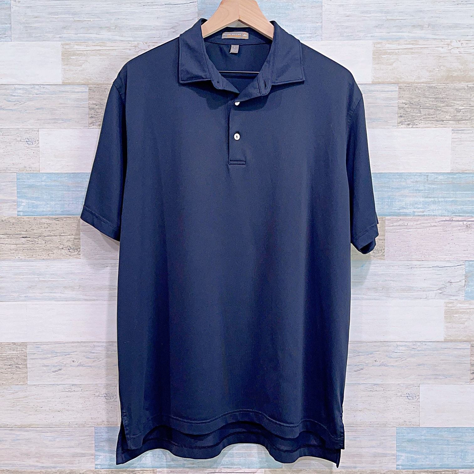 Primary image for Peter Millar Summer Comfort Tech Golf Polo Shirt Black Short Sleeve Mens Large