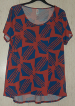 Nwt Womens Lu La Roe Orange &amp; Blue Abstract Print Classic T Shirt Size 2XL - £22.32 GBP