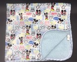 Disney Baby Blanket Mickey Mouse Super Cool Satin Trim Sherpa Blue - £17.37 GBP