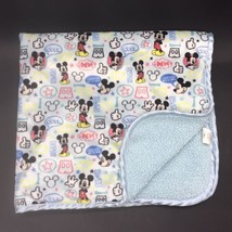 Disney Baby Blanket Mickey Mouse Super Cool Satin Trim Sherpa Blue - £17.30 GBP