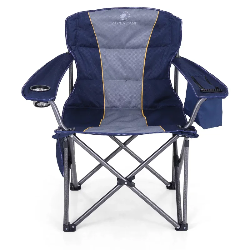 Folding Camping Chair Portable Padded Oversized Chairs with Cup Holders, Blue - £174.24 GBP