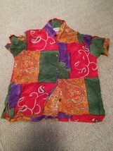015 Women&#39;s Chico&#39;s Design Funky Short Sleeve Rayon Shirt Size 0  - £11.73 GBP
