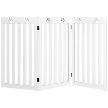 36 Inch Folding Wooden Freestanding Pet Gate Dog Gate with 360?° Flexible Hinge- - $2,548.01 MXN