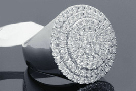 Men&#39;s 14K White Gold Over Ice 2.30 Ct Diamond Pave Designer Band Pinky Ring - £88.97 GBP