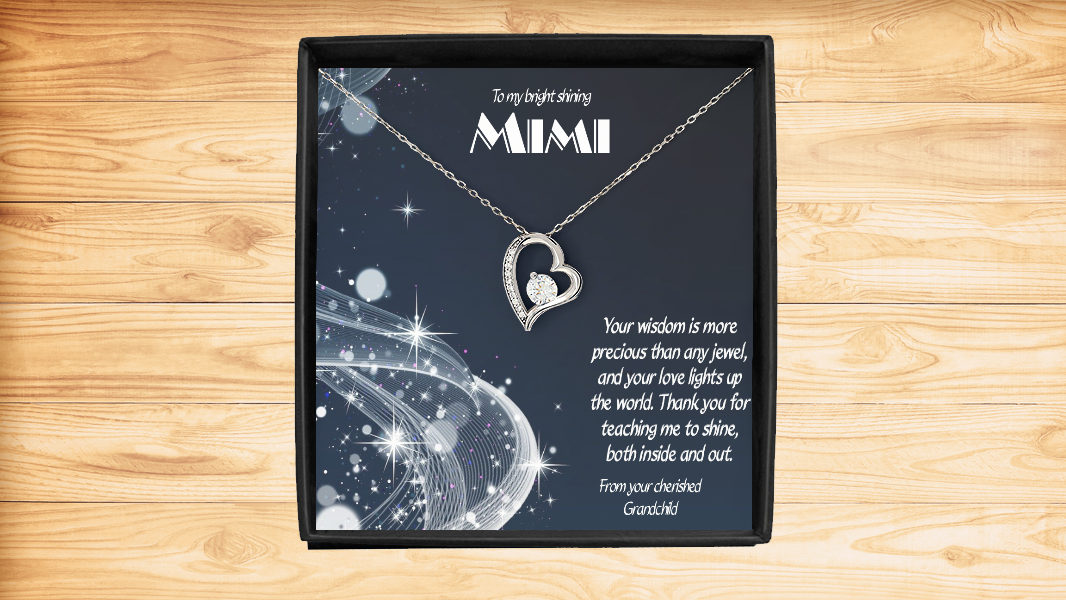 Mimi Necklace Sterling Silver Jewelry 925 CZ Heart Pendant from Granddaughter