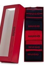 Hugo Boss Men&#39;s  5 pack in Box  Black Red Straiped Cotton Socks  One Siz... - £38.25 GBP