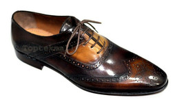 Handmade Men&#39;s Leather Oxfords Wingtip Multicolor Premium Brogue Dress Shoes-264 - £180.54 GBP