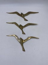 Vintage 3 Brass Flying Swallows Wall Hanging Made In India Birds NEED CL... - $30.23