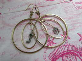 Juicy Couture Earrings Royal Crown J Shield Hoops $65 New Vintage - £35.61 GBP