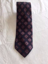 VTG VALENTINO Cravatte Navy Diamond Print Tie Necktie 100% Silk Made in ... - £35.02 GBP