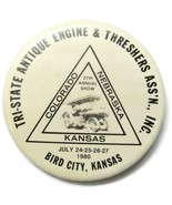 1980 Bird City Kansas Antique Engine Thresher Show Vtg Button Pin Pinbac... - £15.68 GBP